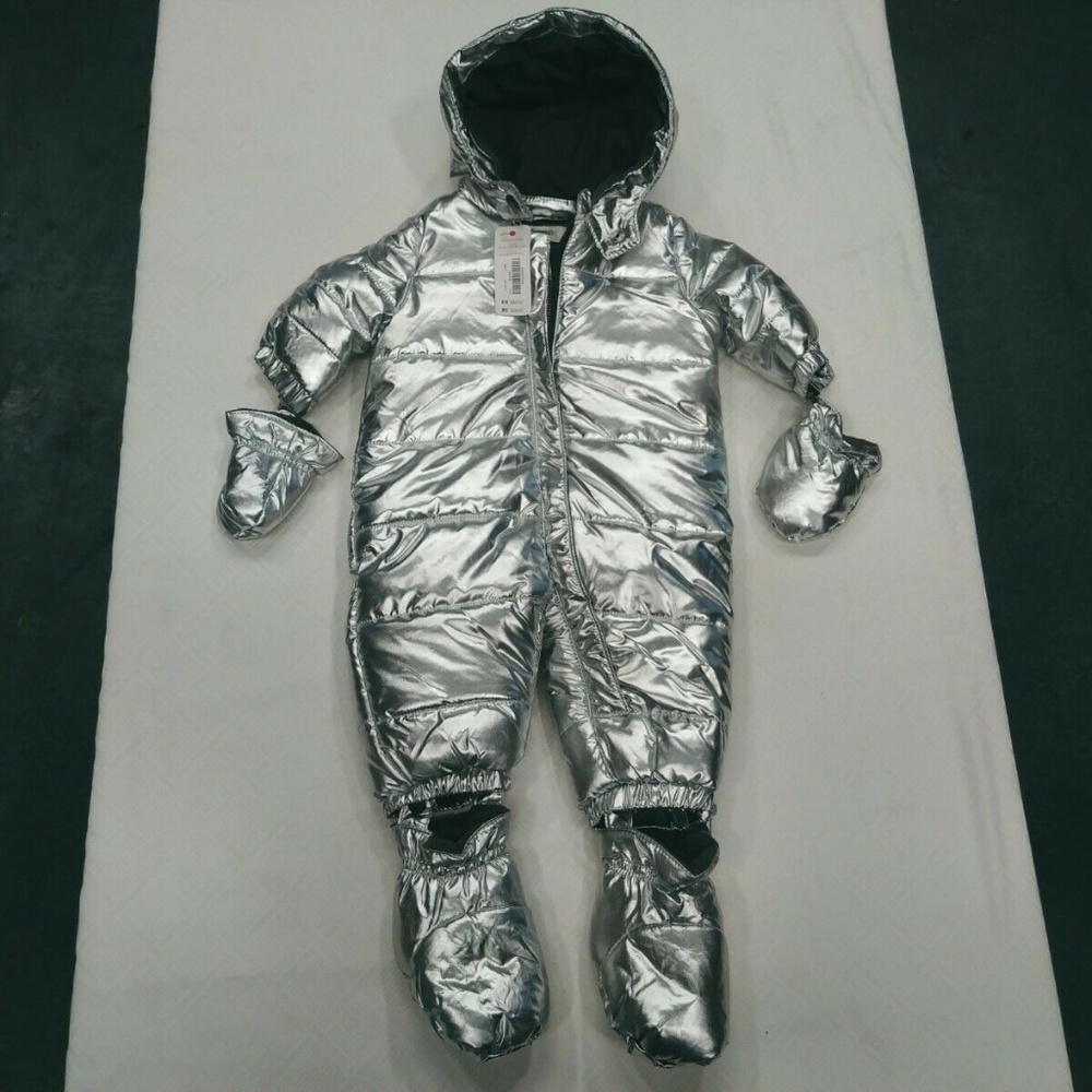 Gymboree Silver Snow Suit w/ Gloves and Booties